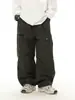 Calça comprida estilo japonês para meninos, nova coleção outono 2026, calça de perna reta com um bolso para meninos, calça cargo estilosa para bebês e crianças pequenas