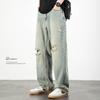 Lightwave Jeans Rasgados Masculinos Retos Soltos Modernos Marca Bonito Caimento Calças de Perna Larga 2025 Novo Estilo Fino de Verão