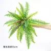 Sensación al tacto hierba persa colgante hojas grandes de helecho decoración de pared simulación pared de fondo de planta verde estilo bosque paisajismo helecho plantas falsas