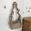 Bolsa de ombro casual de lona estilo novo para mulheres, bolsa tote texturizada com grande capacidade, bolsa transversal xadrez 2026 para uso casual no trabalho
