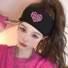 Diadema de Amor Pañuelo para la Cabeza para Mujer de Ala Ancha Deportiva Bandana Otoño Correr Yoga Diadema con Alfabeto Tocado de Luna Tocado