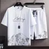 Traje de shorts de manga corta para hombre 2024 verano nuevo deportivo casual talla grande holgado Joker camiseta venta al por mayor comercio exterior