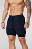 Pantalones Deportivos de Cuarto de Longitud Estilo Americano Youngla Shorts de Doble Capa 2 en 1 Fitness Pantalones Deportivos Elásticos para Jogging al Aire Libre y Entrenamiento