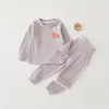 Conjunto de Ropa de Casa de Algodón Puro para Bebés y Niños Anyang, Nuevo Estilo Primavera y Otoño, Ropa Interior para Niños y Niñas, Pijama de Cintura Alta con Protección para la Barriga