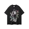 Camisetas de Manga Corta Lavadas y Desgastadas Estilo Oscuro High Street Europeo y Americano para Hombres y Mujeres, Camisas de Media Manga Moda Nacional para Verano, Básicas Sin Etiquetas