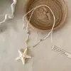Collar Largo en Capas de Estrella de Mar Dopamina de Verano para Mujer, Nueva Cadena para Clavícula Estilo Vacaciones en la Costa, Accesorio de Diseño de Nicho