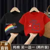 Estilo Verano 2025 Mediana y Grande Niños 100% Algodón Camiseta de Manga Corta para Niñas Moda Bebé Versátil Cuello Redondo Top Estampado