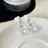 Pendientes de Corazón de Oso Transparentes Tridimensionales de Aguja de Plata Estilo Coreano Moda Simple Pendientes Frescos Pendientes de Dibujos Animados de Celebridad de Internet para Mujeres