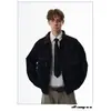 Chaqueta de mezclilla con solapas de colorblock estilo retro americano para hombre, chaqueta de mezclilla de trabajo holgada de moda para primavera y otoño para hombre