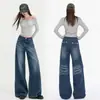 Jeans Anchos Lavados Decolorados Estilo Retro Americano para Mujer 2026 Otoño Nuevo Diseño con Sentido Deshilachados Sueltos Pantalones de Largo Completo