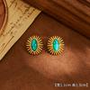 Brincos Antigos Novo Estilo Guofeng Clássico Turquesa Brincos Vintage Luxo Leve Alto Padrão Artístico Estilo Corte Brincos da Moda