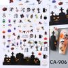 BELLEZA COMPLETA Transfronteriza Nuevas pegatinas de Halloween para uñas con diseño de cabeza de calabaza y murciélago Pegatinas de uñas de dibujos animados oscuros