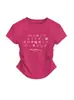 Camiseta de Verano Nuevo Estilo Hombro Derecho Ajustada Manga Corta para Mujer Cintura Fruncida Ajustada Corta para Mujer Top Versátil Ropa Exterior Camiseta