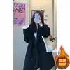 Casaco de lã tipo capa feminina, sobretudo de lã estilo Hepburn vintage, roupa de inverno feminina, sobretudo preto grosso estilo japonês para baixinhas