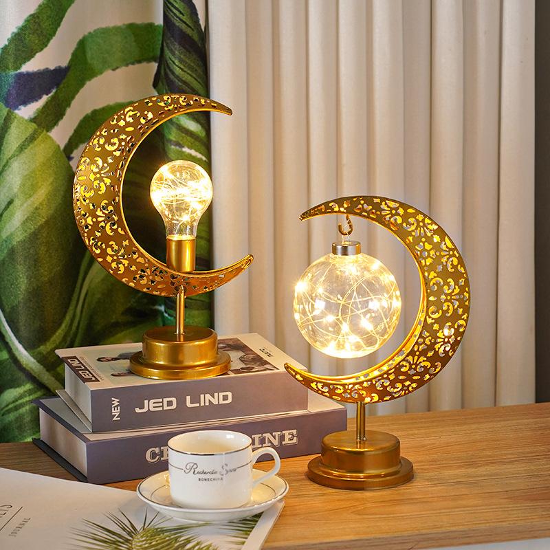 跨境LED铁艺月亮灯圆球灯穆斯林风装饰灯卧室节日台