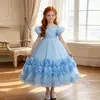 Vestido de baile longo com lantejoulas para meninas, vestido de princesa para apresentadora de bebê, desfile, festa de aniversário, vestido infantil
