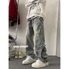 Jeans de Trabajo para Hombre Primavera Estilo Americano Vibe High Street Sentido del Diseño Nicho Rufián Guapo Suelto Recto Casual Pantalones Largos