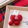 Pinza para el pelo de terciopelo con lazo para el Año Nuevo de niños coreanos para niñas, letras bordadas lindas, pasador festivo rojo brillante, pinza de saludo de Año Nuevo