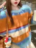 Suéter de rayas estilo coreano YS con cuello redondo, color dopamina, para mujer, nuevo otoño/invierno 2026, top de punto para capa interior para mujeres petite