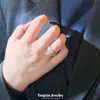 Anillo con Forma de C Incrustado de Circonita para Mujer, Anillo Abierto de Diseñador de Lujo Ligero, Joyería Moderna y Elegante, Anillo de Alta Gama de Moda