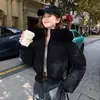 Chica Picante Americana Chaqueta Abrigo de Algodón con Capucha y Cuello de Piel para Mujer Invierno Nuevo Abrigo Chaqueta Acolchada Corta Espesa