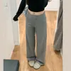 Calça de Moletom Esportiva Cinza para Mulheres, Novo Estilo Primavera e Outono 2026, Cintura Alta, Emagrecedora, Perna Reta Solta, Calça Larga Drapeada Lulu