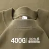 Camiseta unisex de manga corta, peso pesado de algodón puro 400g, color morado oscuro, color sólido, gruesa, no transparente, versátil, corte holgado, camiseta básica de manga media
