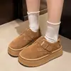 Sapatos slip-on estilo Birkenstock com sola grossa, que aumentam a altura, forrados com fleece, sapatos de algodão felpudo, sapatos femininos, nova coleção outono/inverno 2026, botas de neve, mocassins