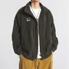 Chaqueta de estudiante con cuello alto de forro polar para pareja, abrigo casual de lana de cordero, chaqueta estilo japonés, sudadera de forro polar para hombre, otoño e invierno