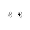 Pendientes asimétricos con forma de estrella de cuatro puntas y circonitas, estilo hip hop callejero, con diseño distintivo de estrella negra, a la moda.
