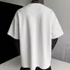 Camiseta de manga corta de peso pesado estilo americano, marca de moda, bordado de arcoíris para hombre, diseño de verano 2025, top holgado de nicho