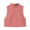 Fabricante Mayorista de Ropa Femenina Transfronteriza 2026 Aliexpress Popular Moda Sin Mangas Cuello Alto Cuadros Top Corto + Pantalones Largos