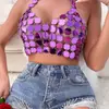 AYJ Novo Top Tubinho Sexy Slim-Fit Costas Nuas com Lantejoulas e Gola Halter Europeu e Americano Y2562