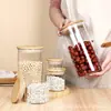 Pote de Vidro Selado Transfronteiriço Pote de Vidro Borossilicato para Chá Pote de Armazenamento de Frutas Secas Cereal Doce Pote de Vidro com Tampa