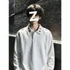Outono Inverno Masculino Estilo Hong Kong Simples Patchwork Bordado Gola com Capuz Masculino Adolescente Luxo Leve Moda Versátil Camisa POLO