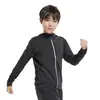 Jaqueta esportiva infantil, com capuz, zíper, secagem rápida, respirável, para corrida e fitness, top de treino refletivo para meninos