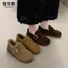 Zapatos Birkenstock Originales de Cuero Suela Gruesa Felpa Cálidos Zapatos de Algodón para Mujer 2026 Invierno Nuevos Zapatos de Piel Versátiles Antideslizantes Botas de Nieve