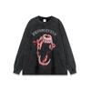 Camiseta de manga curta com estampa de tubarão antigo lavável vintage europeu e americano Unissex Street Fashion Brand Loose Half-sleeved Top