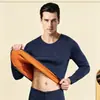 Directo de fábrica, nuevo conjunto de ropa interior térmica de terciopelo dorado para otoño e invierno para hombre, con forro polar extra y tops y pantalones térmicos de cuello redondo engrosados