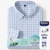 [100% Algodão] Novo Estilo 2026 Camisa de Algodão Puro Xadrez Não Amassa Manga Longa para Homens Primavera e Verão Casual Respirável Camisa Xadrez