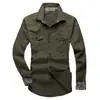 Ebay Camisa Militar Ferramentas Camisa Masculina Casual Multi-Bolsos Algodão Puro Cor Sólida Manga Longa