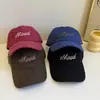 Gorra de Béisbol Bordada con Letra Simple Retro para Mujer, Ala Ancha, Corona Profunda que Hace que la Cara Parezca Más Pequeña, Protección Solar, Ala Suave, Gorra tipo Pico para Hombre