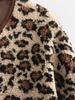 Comércio Exterior Amazon Feminino Outono e Inverno Gola Redonda Americana Jacquard Leopardo Solto Versátil Casual Solto Manga Longa Outer