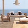 Patio al aire libre Anti-corrosión Teca Mimbre Minimalista Silla de Ocio Nórdico Madera Maciza Asiento Mimbre Silla Reclinable Combinación Sofá