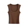 Chaleco sin mangas con cuello cuadrado retro francés para mujer, prenda básica exterior, top corto multicolor de corte entallado y combinable con todo.