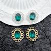 Novo Pingente Oval de Liga de Diamante Adesivo com Renda Oca Galvanizada Acessórios para Brincos de Diamante Costurados à Mão DIY