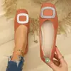 Zapatos Planos de Suela Suave Estilo Transfronterizo Europeo y Americano Zapatos Individuales para Viajar Zapatos de Mujer 2025 Punta Cuadrada Diseño de Corte Bajo Venta al por Mayor Talla Grande