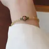 Diseño Francés de Nicho Cristal de Cabello Dorado Ágata Olivina Natural Pulsera Apilable de Cuentas Mezclar y Combinar Simple de Alta Gama