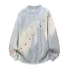 Moletom Bordado Tie-Dye Americano Masculino Outono 2026 Novo Solto Casual Gola Redonda Manga Longa Camiseta Design Moderno Top