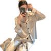 Pijama francés reductor de edad para mujer, nuevo para primavera y otoño, simple, con puntos de ola, manga larga, pantalones de seda helada, ropa de casa, traje de moda, venta al por mayor